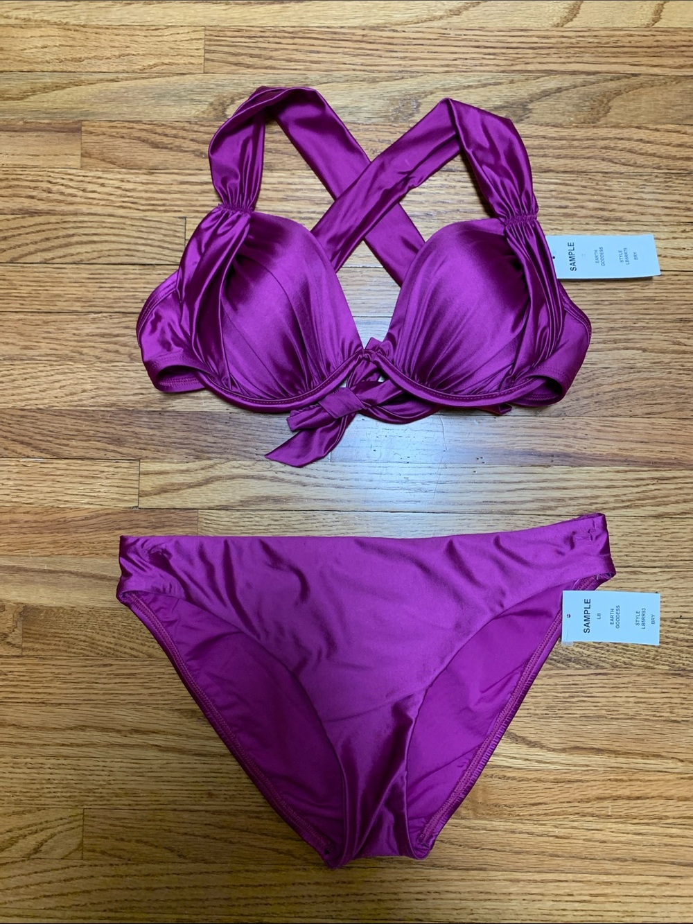 La Blanca swimsuit - shiny purple earth goddess violet bikini set bathing suit